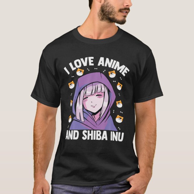 Kawaii Blushing Otaku Girl - I Love Anime And Shib T-Shirt (Front)