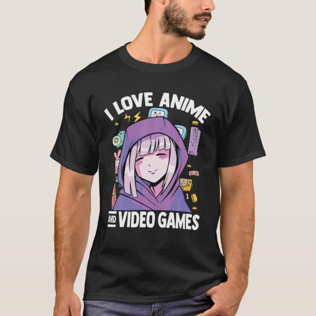 Kawaii Blushing Otaku Girl - I Love Anime And Vide T-Shirt (Front)