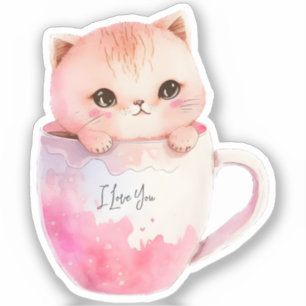 Kawaii Blushing Pink Chibi Cat