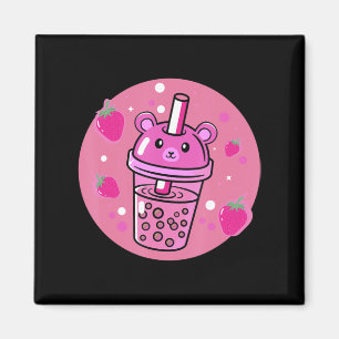 Kawaii Boba Cup Strawberry Anime Bubble Tea Cute Magnet