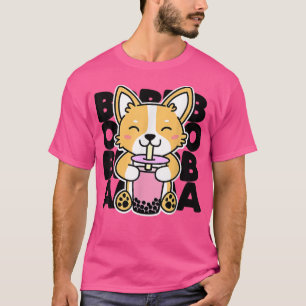 Kawaii Boba Cute Anime Dog Corgi Kawaii Tea Drink T-Shirt