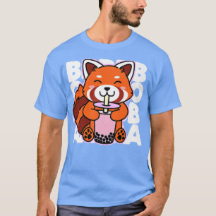 Kawaii Boba Cute Anime Red Panda Kawaii Bubble Tea T-Shirt