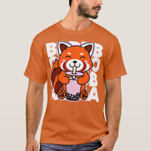 Kawaii Boba Cute Red Panda Kawaii Bubble Tea Drin T-Shirt