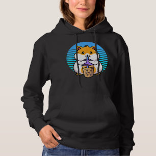 Kawaii Boba Hamster Taro Bubble Pearl Milk Tea Hoodie