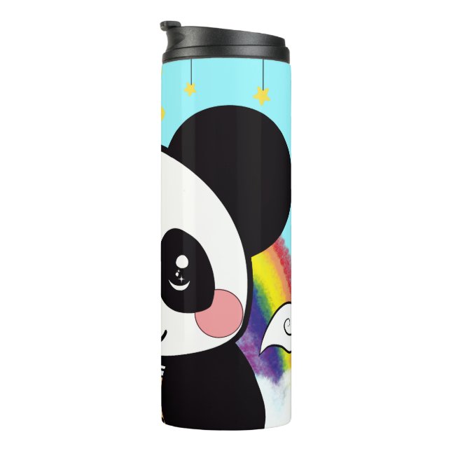 Kawaii Boba Panda Bear   Edible Frosting Rounds Thermal Tumbler (Rotated Right)