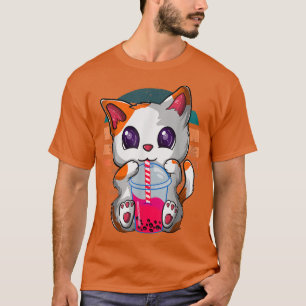 Kawaii Boba Tea Cat, Japanese Neko Bubble Tea Funn T-Shirt