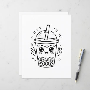 Kawaii boba tea colouring