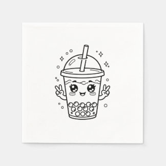 Kawaii boba tea colouring napkin