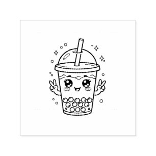 Kawaii boba tea colouring self-inking stamp