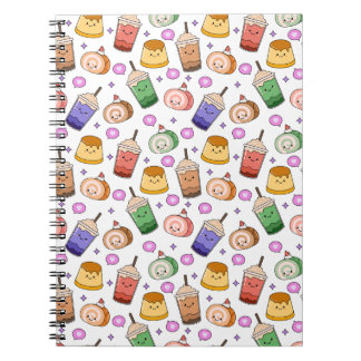 Kawaii Boba Tea Pattern Notebook