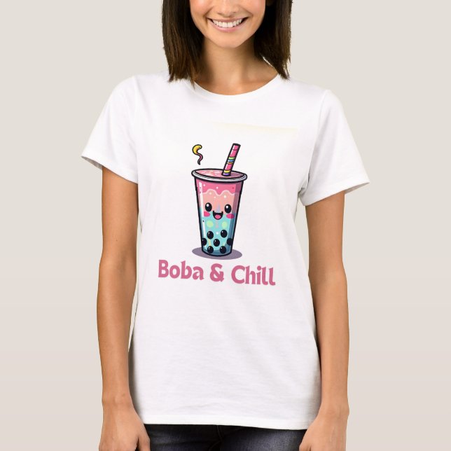 Kawaii Boba Tee – Adorably Sweet Bubble Tea Design (Front)