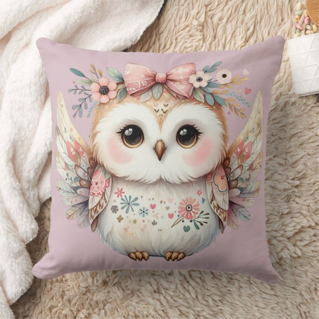 Kawaii Boho Owl Illustration Cushion (Blanket)