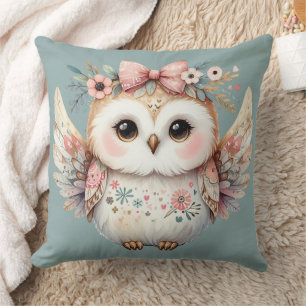 Kawaii Boho Owl Illustration Cushion