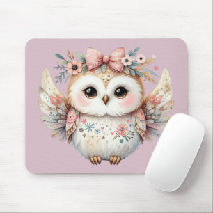 Kawaii Boho Owl Illustration Lavender Mouse Mat