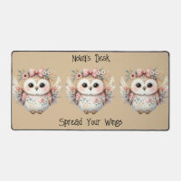 Kawaii Boho Owl Illustration Taupe