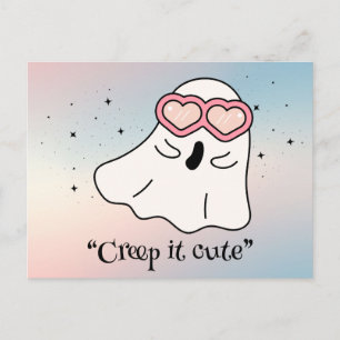 Kawaii boo, cute spooky halloween postcard