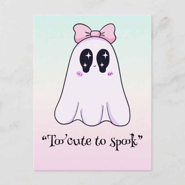 Kawaii boo, cute spooky halloween postcard (Front)