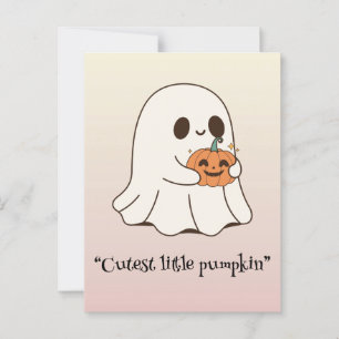 Kawaii boo, cute spooky halloween postcard