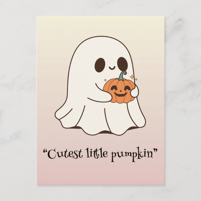 Kawaii boo, cute spooky halloween postcard (Front)