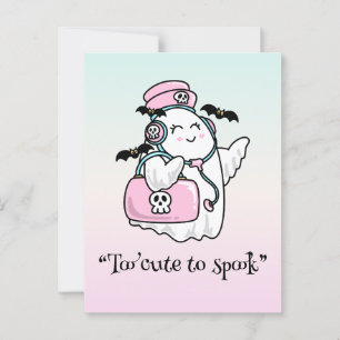 Kawaii boo, cute spooky halloween postcard