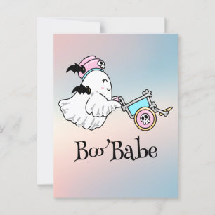 Kawaii boo, cute spooky halloween postcard