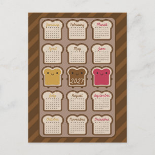 Kawaii Bread 2027 Calendar Postcard