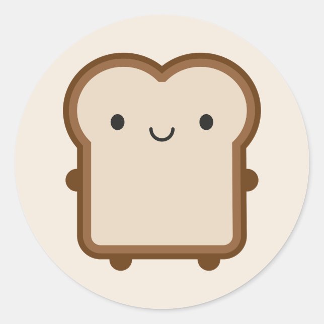 Kawaii Bread / Toast Classic Round Sticker (Front)