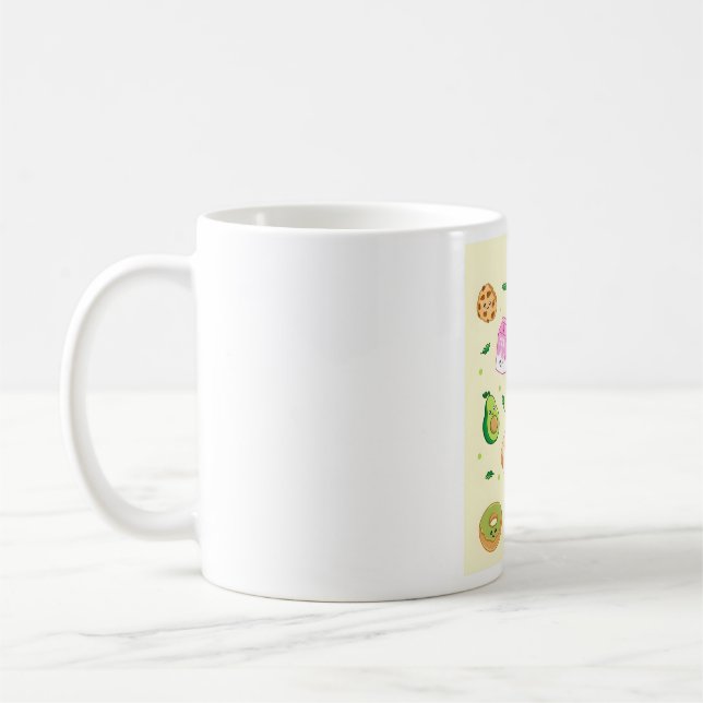 Kawaii Breakfast Pattern  Coffee Mug (Left)