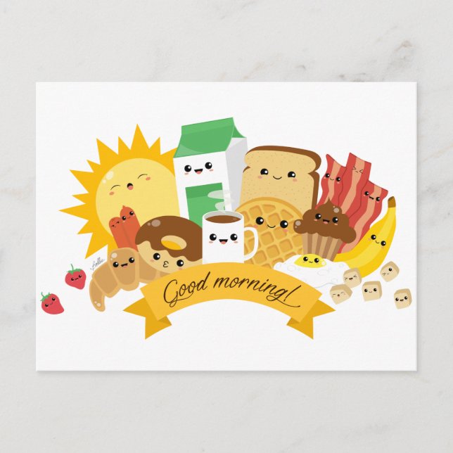 Kawaii Breakfast Postcard (Front)