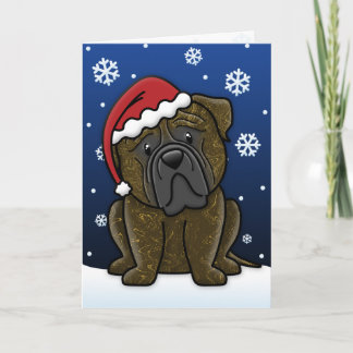 Kawaii Brindle Bullmastiff Christmas Card