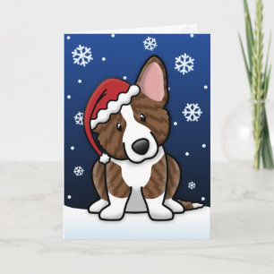 Kawaii Brindle Cardigan Welsh Corgi Christmas Card