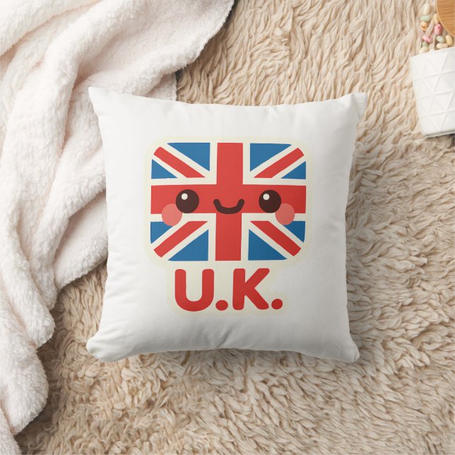 Kawaii British Flag – Cute UK Design Cushion (Blanket)