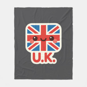 Kawaii British Flag – Cute UK Design Fleece Blanket