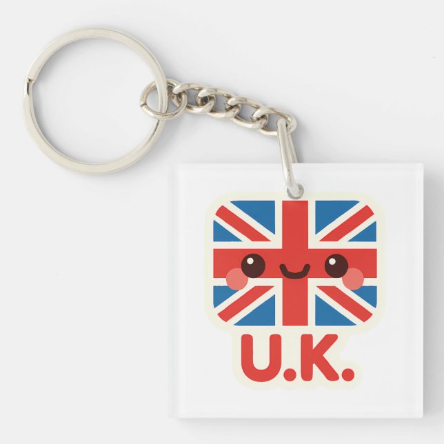 Kawaii British Flag – Cute UK Design Key Ring (Front)