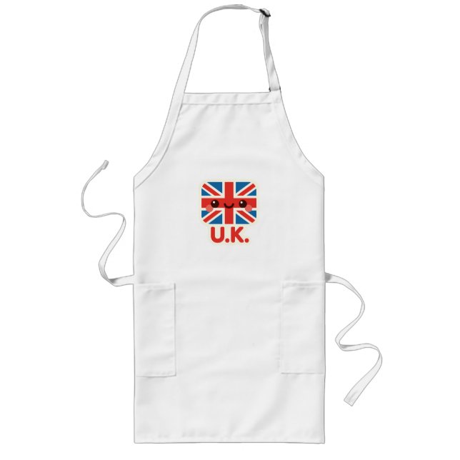 Kawaii British Flag – Cute UK Design Long Apron (Front)