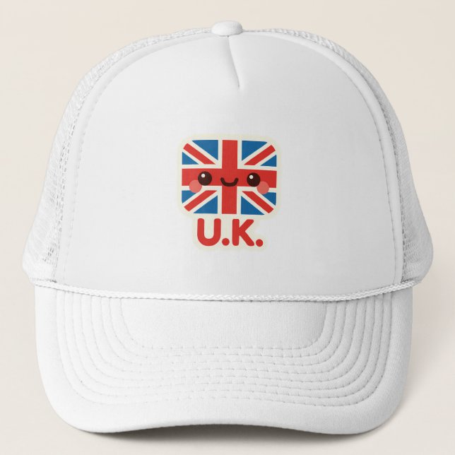 Kawaii British Flag – Cute UK Design Trucker Hat (Front)