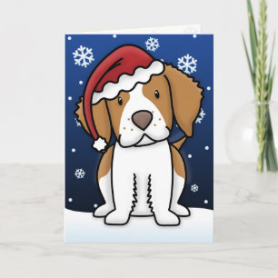 Kawaii Brittany Spaniel Christmas Card