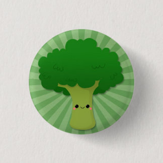 Kawaii Broccoli on Green Starburst 3 Cm Round Badge