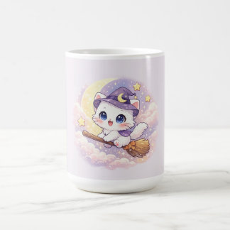 Kawaii Broom Witch Kitty Coffee Mug