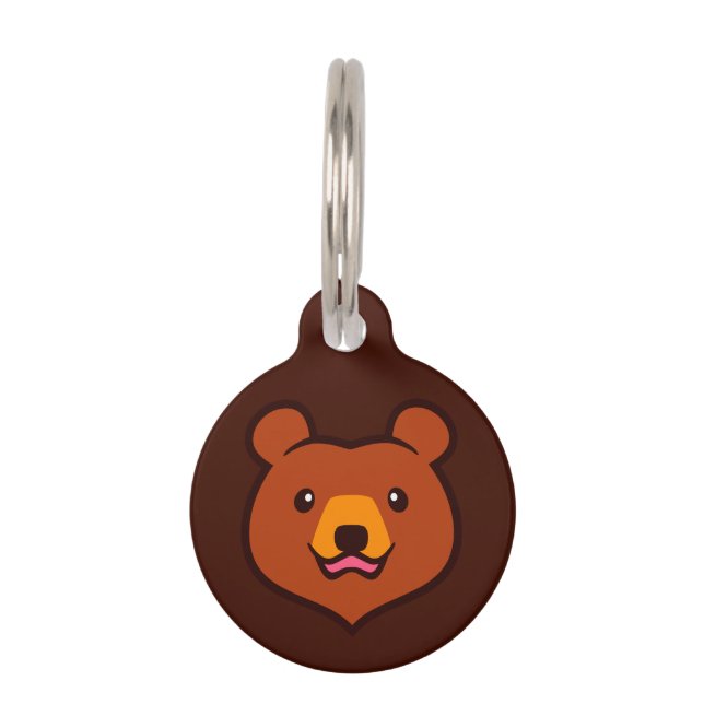 Kawaii Brown Bear Pet Tag (Front)