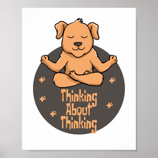 Kawaii brown dog practice yoga poses and thinking  poster (Front)