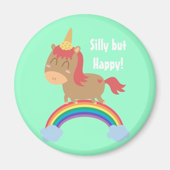 Kawaii Brown Horse trying to be a Unicorn Magnet (Front)