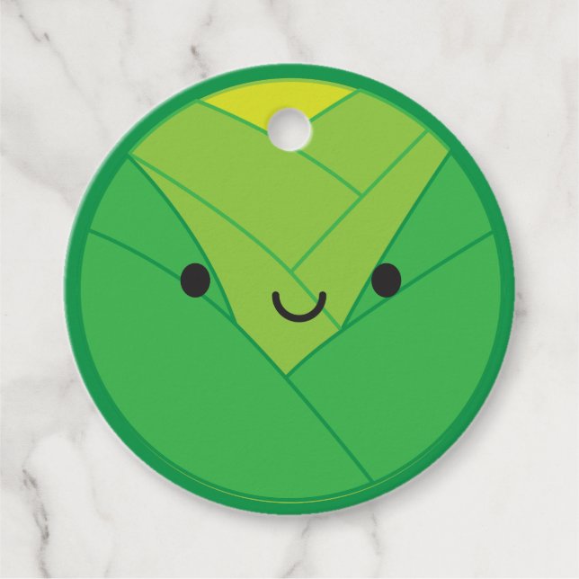 Kawaii Brussels Sprout / Cabbage Favour Tags (Front)