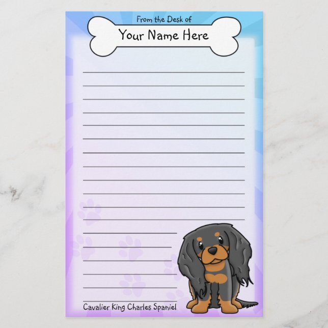 Kawaii BT Cavalier King Charles Spaniel Stationery (Front)