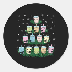 Kawaii Bubble Milk Tea Bo Tea Christmas Tree Classic Round Sticker
