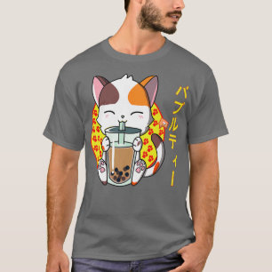 Kawaii Bubble Tea Cute Anime Cat Japanese Neko Kit T-Shirt
