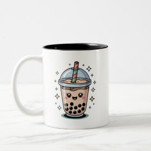 Kawaii Bubble Tea Cute Drink Design Two-Tone Coffee Mug