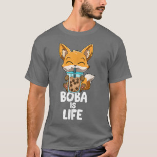 Kawaii Bubble Tea Fox Funny Anime  T-Shirt