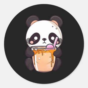 Kawaii Bubble Tea Panda Boba-Tea Japanese Classic Round Sticker