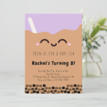 Kawaii Bubble Tea Par-tea Birthday Invitation